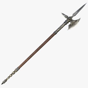 Fantasy Spear RPG Halberd Halbard Halbert Swiss Voulge Yue Bardiche Polearm PoleAxe Spear Axe  Spart 3D model