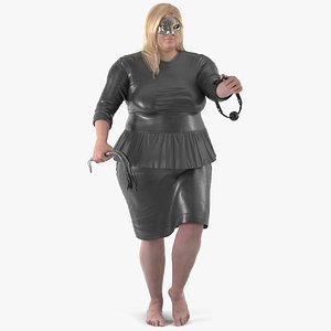 Masked Woman and Black Dress with Leather Accessories