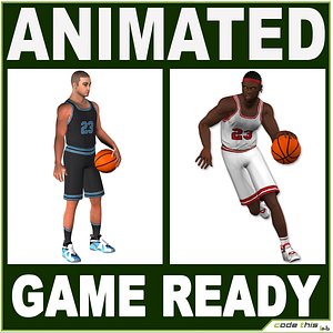 2 Basketball Players Low Poly