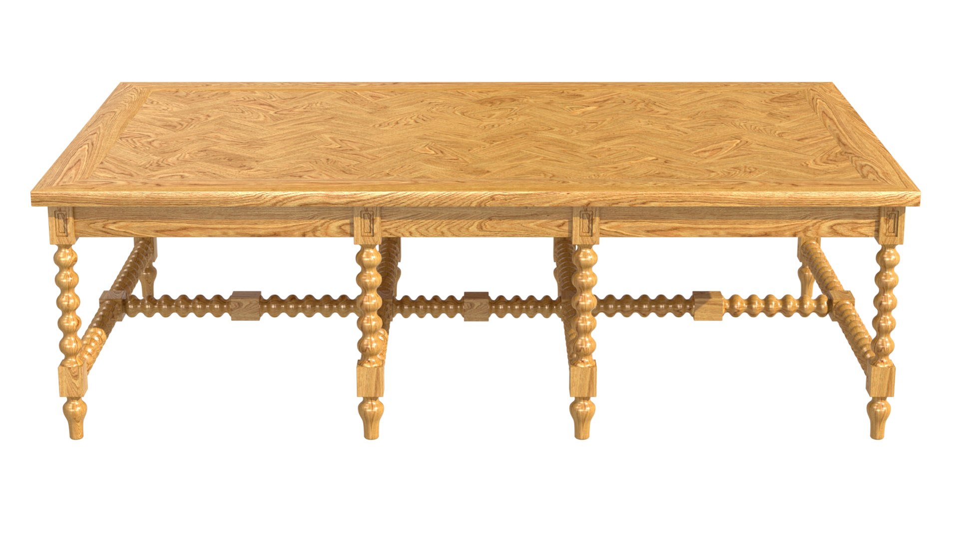 ABIDE INTERIORS Elene Bobbin Coffee Table Herringbone Top Model ...