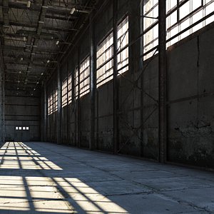 3D Old Warehouse Industrial Interior model