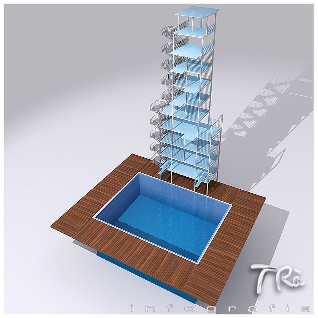 3dsmax diving pool outdoor