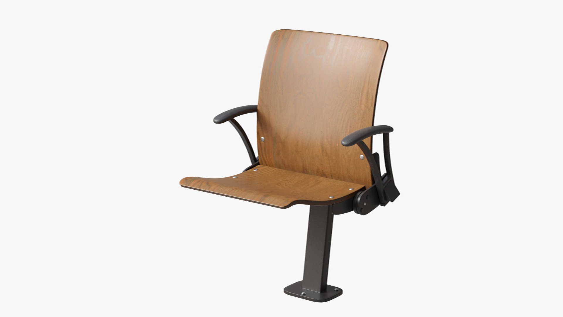 Auditorium Chair Dark Wood 3D model preview