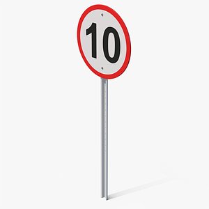 Maximum Speed 10 Road Sign 3D model