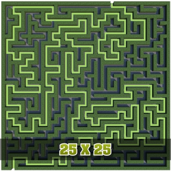3d model of 25x25 rectangular maze