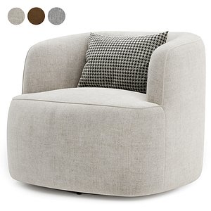 3D Wide Boucle Upholstered Swivel Armchair