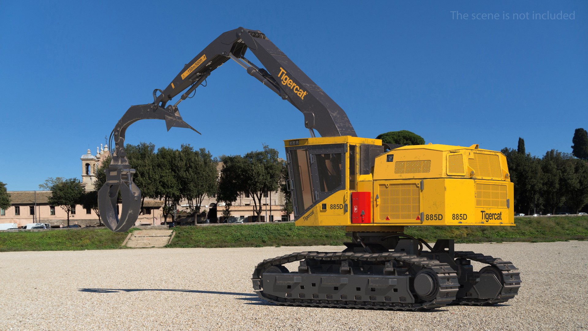 Tigercat 855D Tracked Knuckleboom Loader Dirty 3D model preview