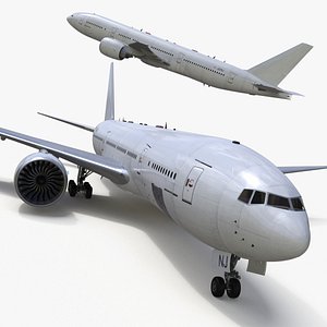 Boeing 777-200 Passenger Aircraft Rigged 3D model