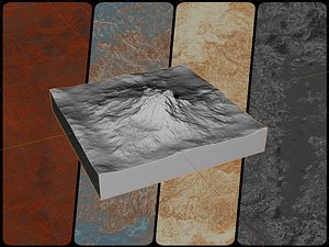 3D 16k Seamless Craters Mountain Surface 4 Variations model