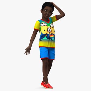 Black Child Boy Rigged for Modo