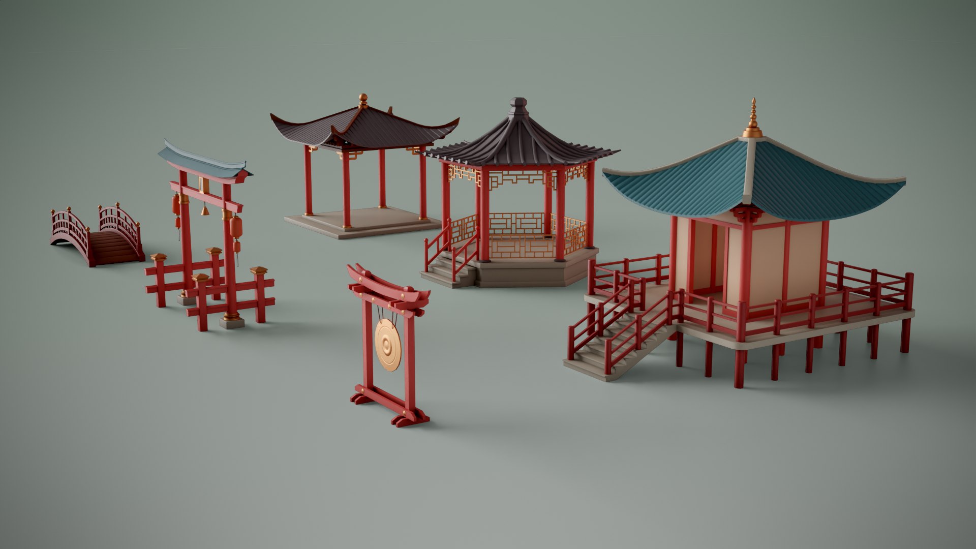 3D Chinese Town Props - TurboSquid 2282708