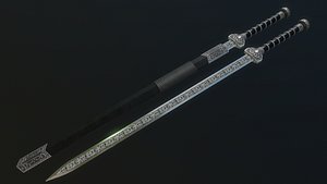 Ebony Chinese Ruyi Jian Double Edge