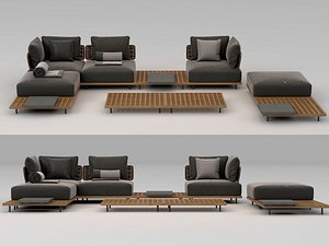Modern Modular Outdoor Lattice Platform Sofa Set 3D model