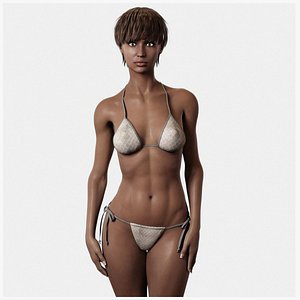 Black Woman Fit in Bikini 3D model