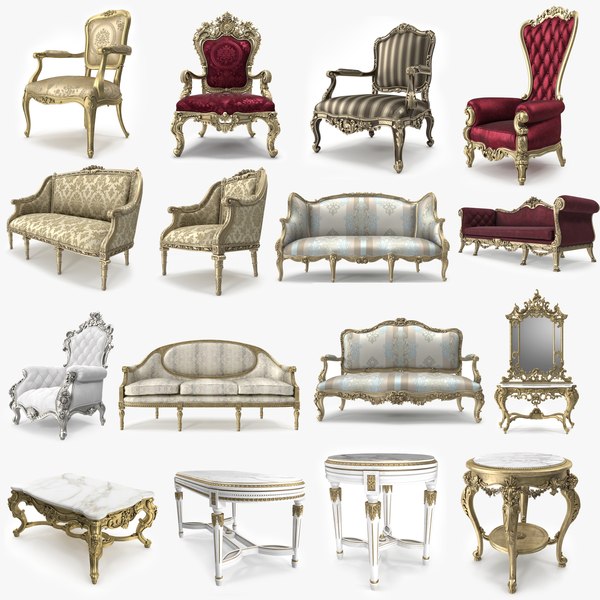 3D realistic classical furniture luxury model