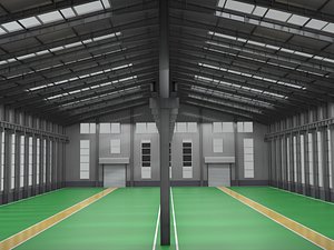 Large Industrial Warehouse Interior 3D Model 3D