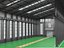 Modelo 3D do interior de um grande armazém industrial