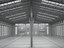 Modelo 3D do interior de um grande armazém industrial