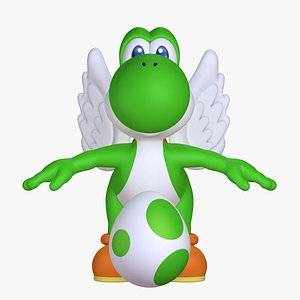 3D model classic yoshi wings super mario