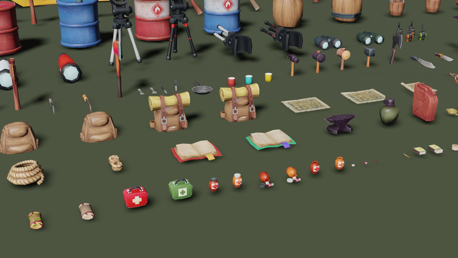 3D 142 Low-Poly Survival Items Pack - Game Ready Assets https://p.turbosquid.com/ts-thumb/r5/SI8Qcg/yh/05/png/1733622455/1920x1080/fit_q87/ff83120a0b82a999d0cc4e05a2b90c84d468dc05/05.jpg