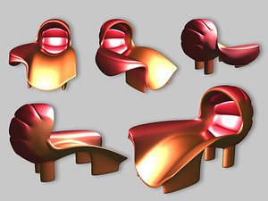 3d chair set modern comfort model