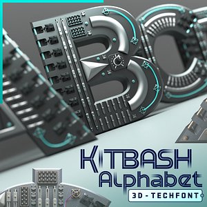 3D Kitbash Alphabet 3d Tech Font model