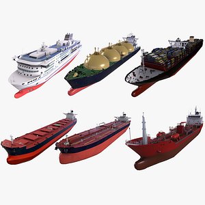 Industrial Ship Pack with LOD 3D model