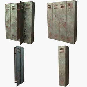 3D Metal Painted Rusty Wardrobe Lockers model