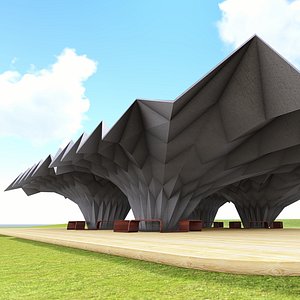 Origami Quad Canopy Landmark 3D model