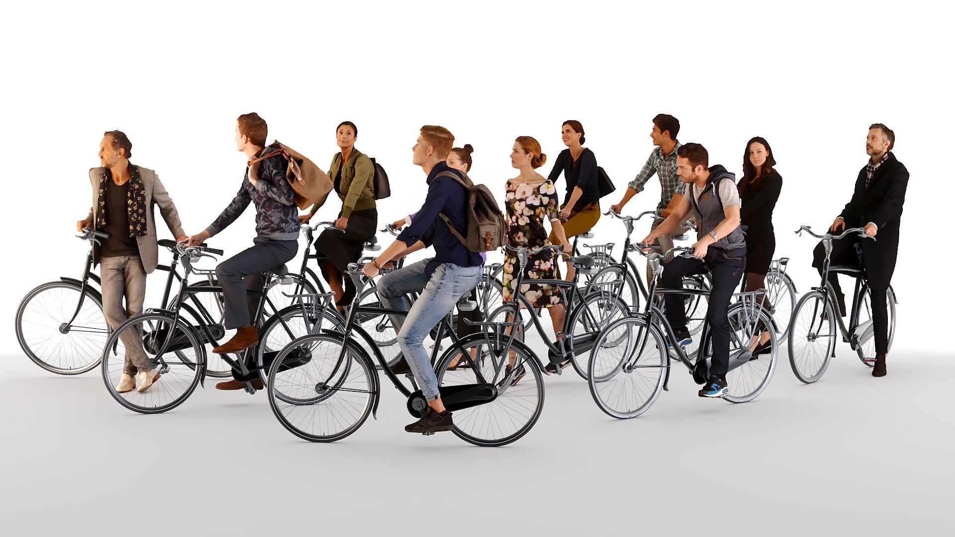 3D People On Bicycles Model - TurboSquid 2383587
