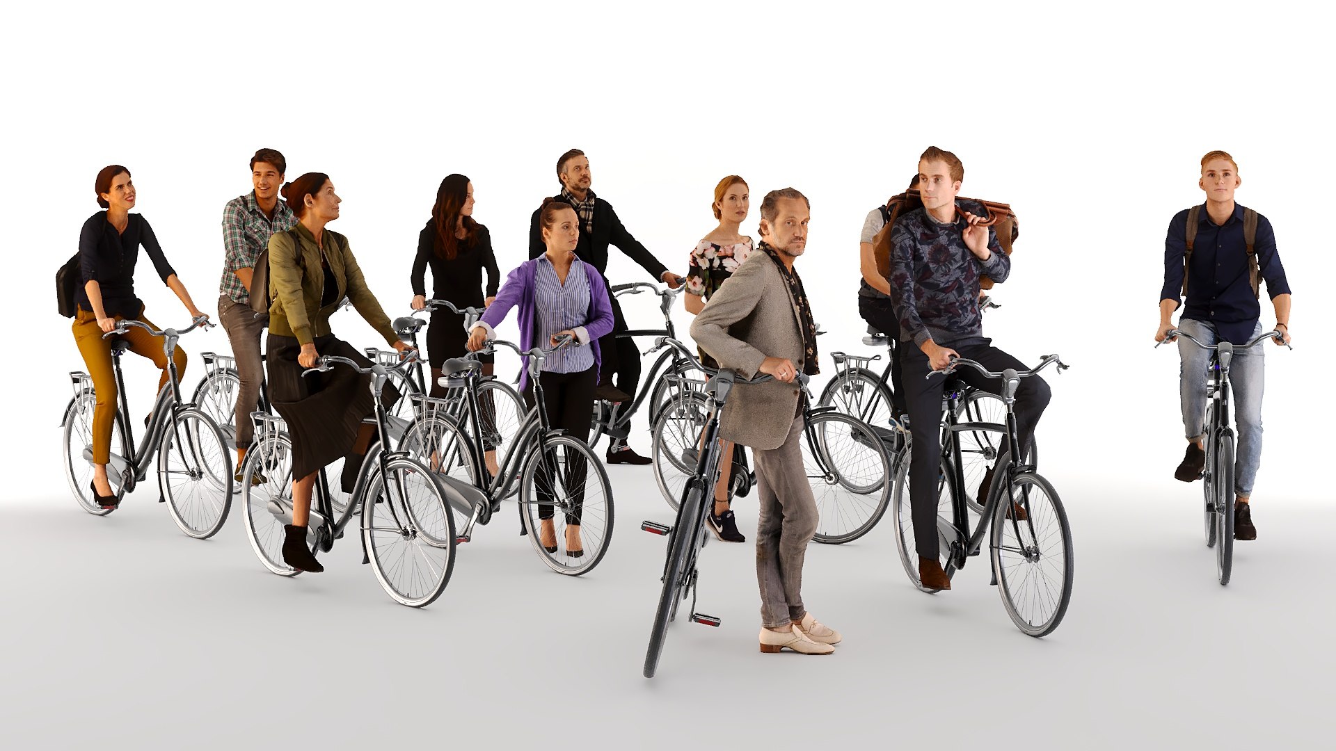 3D People On Bicycles Model - TurboSquid 2383587