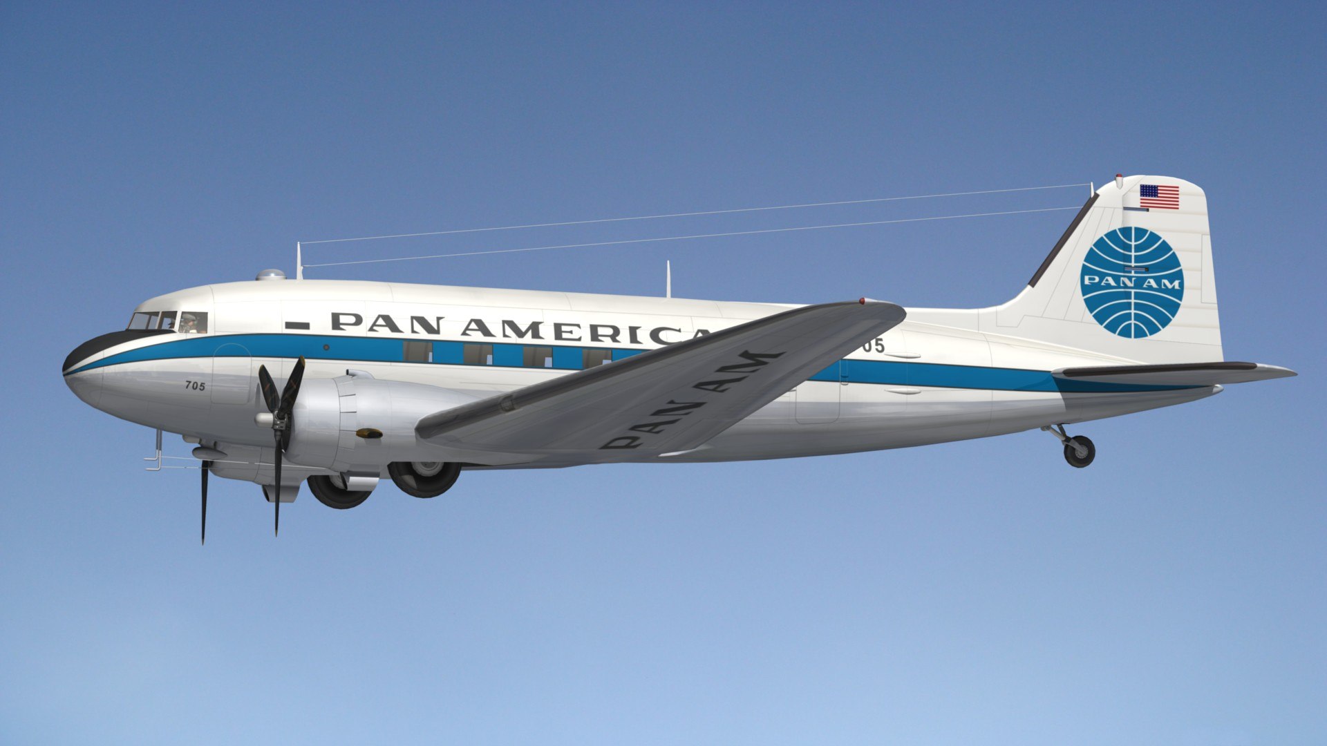 3D Model DC3 Pan American World Airways - TurboSquid 1728852