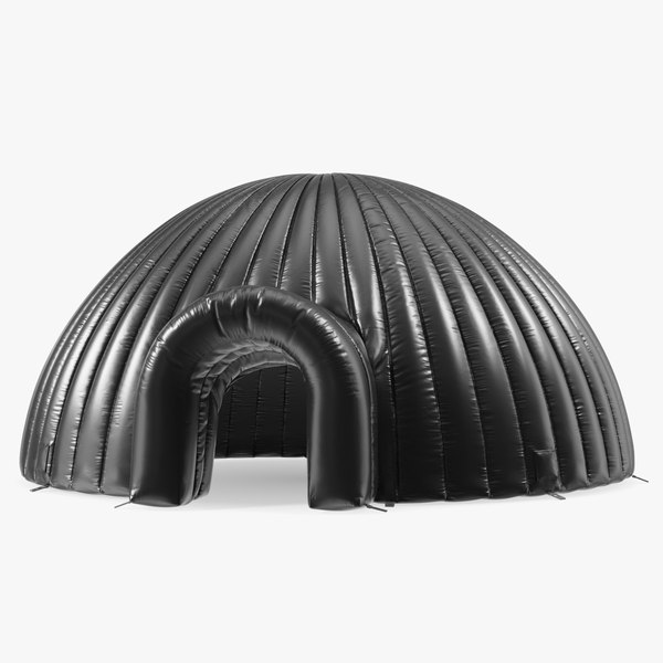 Portable Inflatable Igloo Tent Open Black 3D model