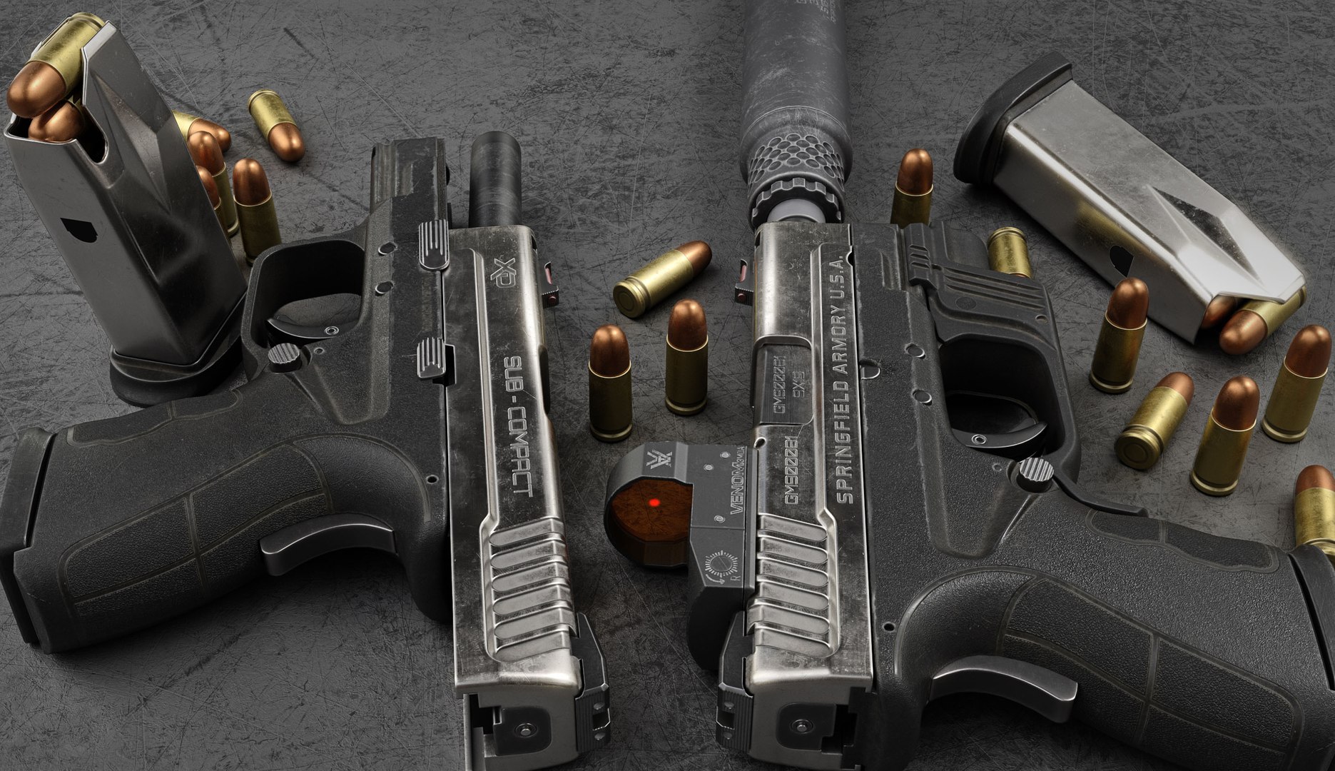 3D Springfield Handgun With Attachments - TurboSquid 1835434