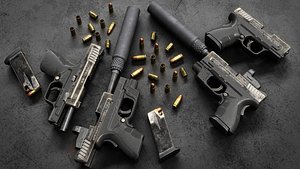 3D Springfield Handgun With Attachments