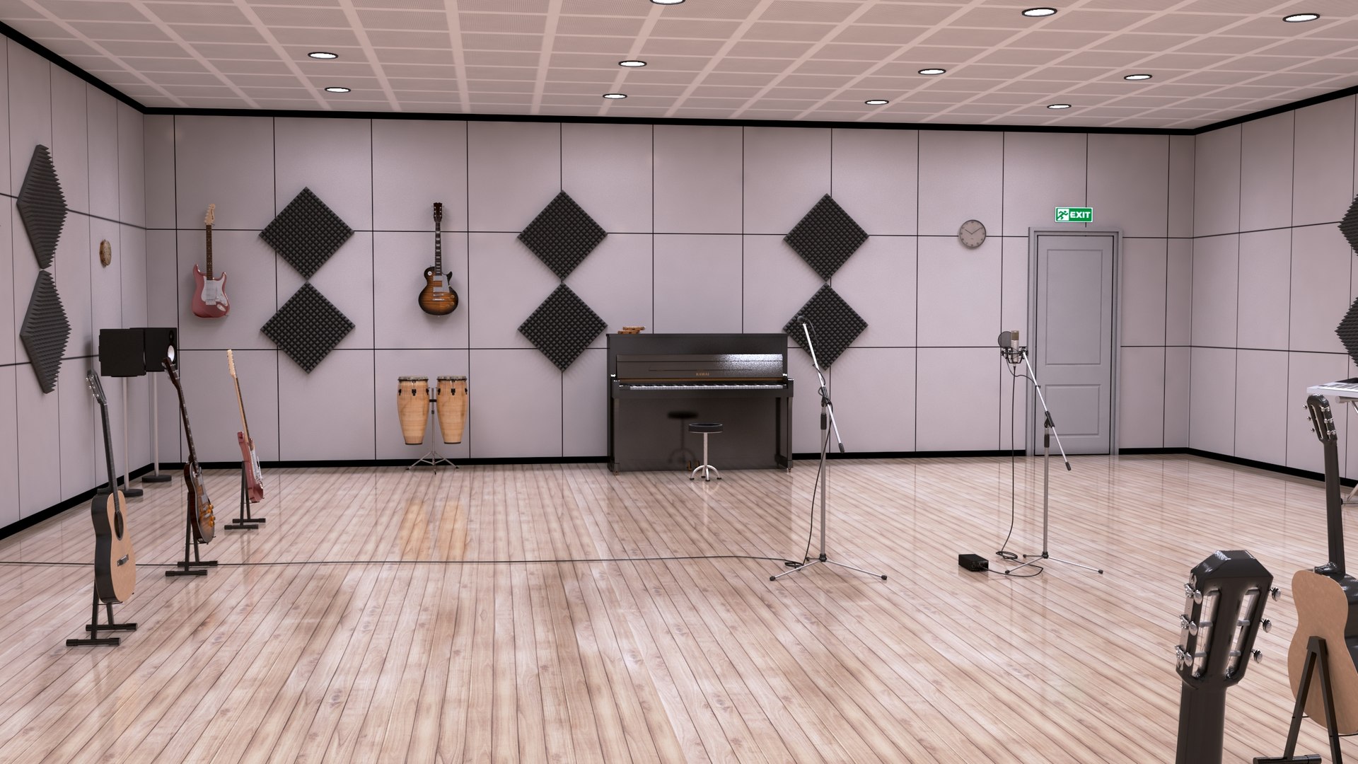 3D Music Practice Room Studio Model - TurboSquid 1524664