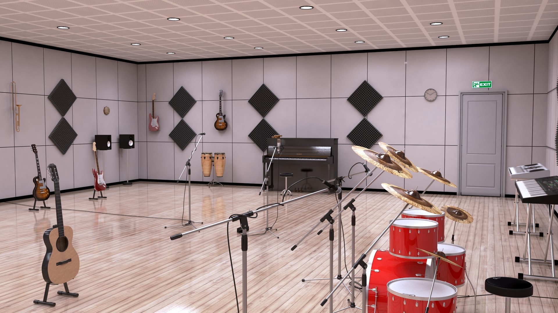 3D Music Practice Room Studio Model - TurboSquid 1524664