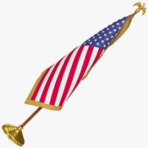 American Flag Indoor with Pole Eagle Topper