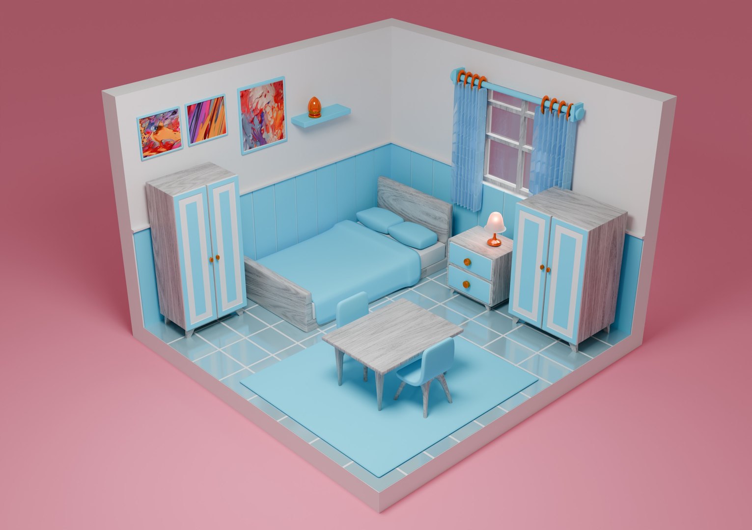 3D Isometric Room Design - TurboSquid 2364956