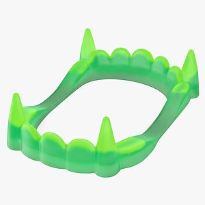 Vampire Teeth Green Rigged for Maya 3D