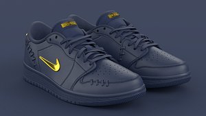 3D Air Jordan 1 Low Method of Make Midnight Navy Metallic Gold model