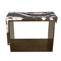 Stool with Shagreen and Shell Pattern with Bronze Patina Brass by RY Augousti
