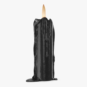 Half Burned Candle with Flowing Wax Black 3D model