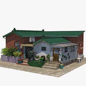 3D Korean Twin Houses model