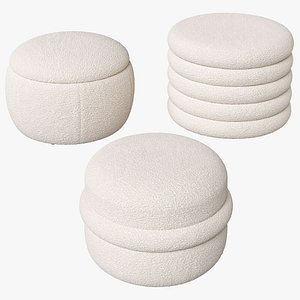 3D Crate and Barrel ottomans Pollie Snoozer and Macaron