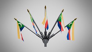 Wall Mount Flags 5 Of Comoros 3D