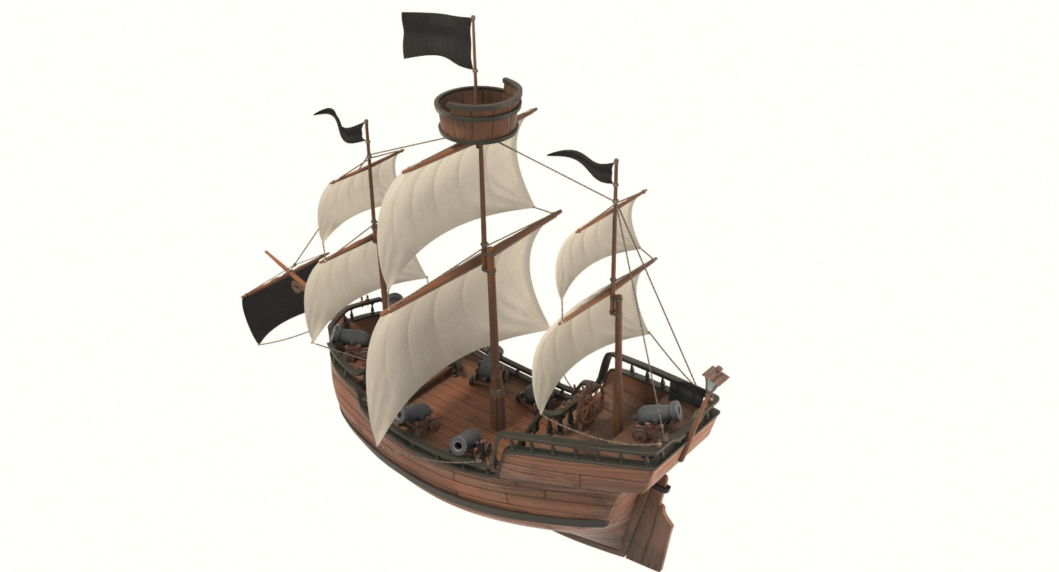 3D cartoon galleon model - TurboSquid 1327564