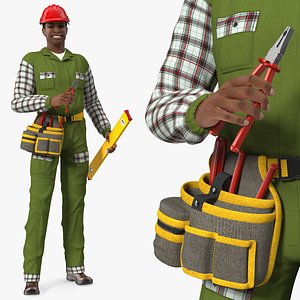 3D Light Skinned Black Builder model