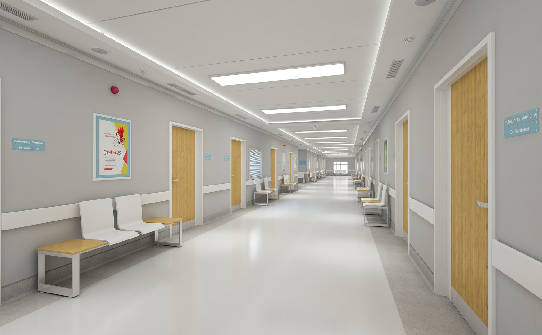 Photorealistic Hospital Hallway Corridor 3D Model - TurboSquid 1793195