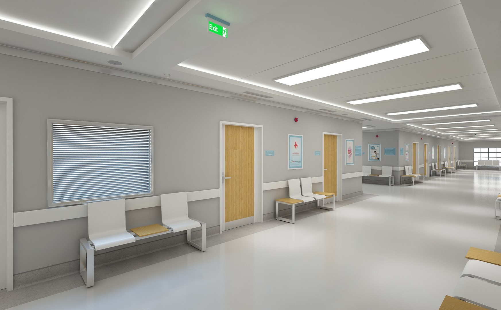 Photorealistic Hospital Hallway Corridor 3D Model - TurboSquid 1793195